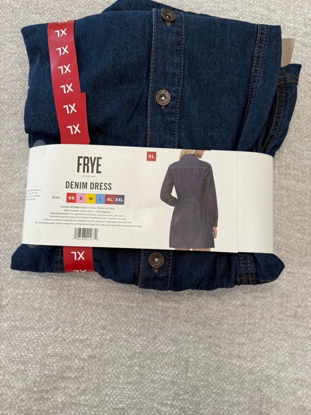 Frye Dark Indigo Button-Front Denim Dress - Picture 3 of 4
